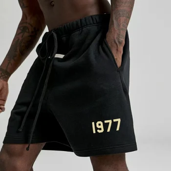 Moda Streetwear ESSENTIALS 1977 Letra Impressa Algodão Verão Solto Curto calças de Moletom calças para homens