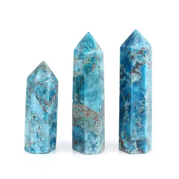 Natural de Cor Escura, Azul Apatite Cristal Ponto de Cura Obelisco de Pedra de Quartzo Varinha Belo Enfeite para Decoração de Casa de Pedra da Energia