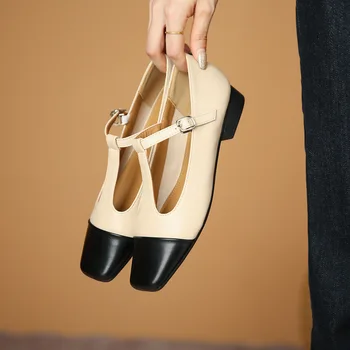 Reteo Mulheres Sapatos de Fivela Feminino Elegante Dedo do pé Quadrado de Apartamentos Mulher de Verão, Sapatos da Moda Senhoras Deslizamento no Casual Mary Janes Sapatos