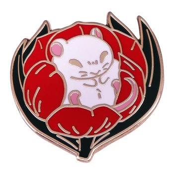 D1482 Cartoon hamster deitado sobre tulipas Esmalte Pin Broches Decorativos, Porta-Crachás de Manga distintivos de Lapela para Mochila Acessórios