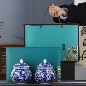 Estilo Chinês De Alta Qualidade Cerâmica De Chá De Panela Caixa De Presente De Empacotamento Da Caixa De Chá De Longjing Tanque De Armazenamento