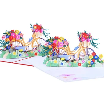 Bicicleta de Cartão de Saudação 3D Flor Bênção Cartão para Aniversário GiftsBike Floral Postal