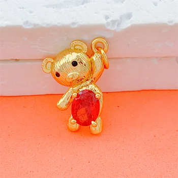 De luxo, feitos à mão Zircônia 18K Ouro Chapeado Animal Urso Encantos Para DIY Pingente de Mulher os Homens MOM Fazer a Jóia de Menina Presentes