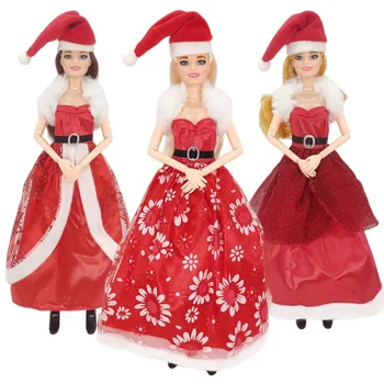 11 Polegadas Chapéu de Natal Conjunto de 30cm de Moda de Menina Boneca de Vestido de Princesa Crianças Natal da Menina de Brinquedo Acessórios de Vestuário