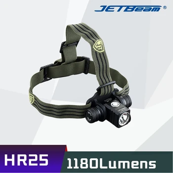 JETBeam HR25 de Alto Desempenho Farol 1180 Lúmen USB Recarregável 2400mAh Bateria 18650 Lanterna Para Caminhadas de Bicicleta