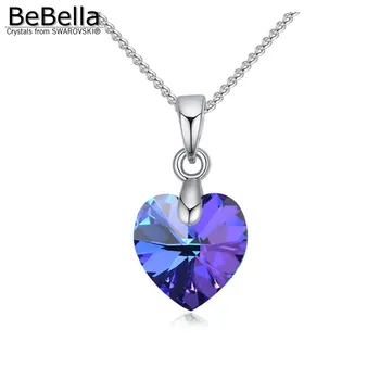 BeBella mini coração colar pingente com 10mm de coração cristais da Áustria corrente fina de moda as mulheres meninas jóias de presente