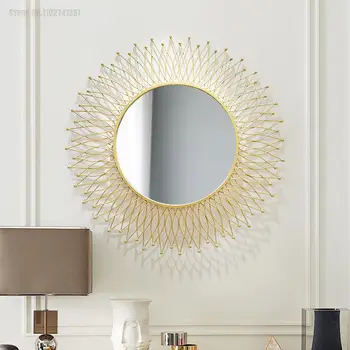 Espelho Decorativo Redondo Entrada Espelho De Sala De Estar De Plano De Fundo Pendurado Na Parede Espelho De Óculos De Sol Lareira Jantar, Armário De Espelho