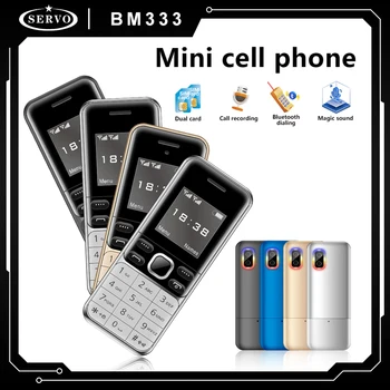 SERVO BM333 Móveis Pequenos de Telefone 2 SIM Grande Botão De 1,54 Polegadas, Bluetooth Dial Auto Resposta Cênica Lanterna Ergonômico Mini Telefones com Cartão
