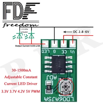 NOVA 30-1500MA Ajustável LED Atual Constante Driver de 3,3 V DC 3,7 V 4.2 V 5V PWM, a Placa de Controle Buck módulo de Potência