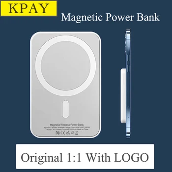 5000mAh Original de 1:1 Macsafe Powerbank Magnético sem Fio Banco de Potência Para o iPhone 12 13 14 Pro Max Auxiliar Externa de Bateria