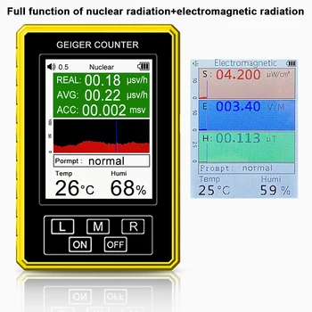 XR3Pro Geiger Nuclear Radiação Eletromagnética Detector de Temperatura e Umidade Testador de β-Raios γ-Ray X-Ray Detectar Contador Geiger