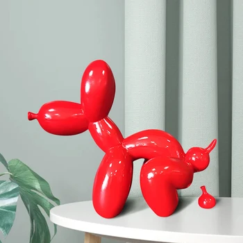 Resina Balão Cão Poo Figuras Interior Engraçado Luxo Animal Estátua Casa, Sala De Estar, Mesa De Decoração De Objeto De Coleção