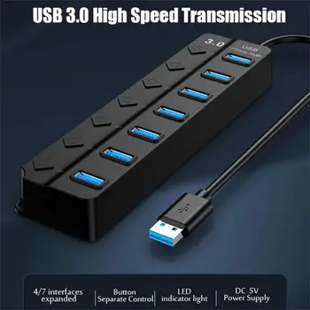 3.0 Hub Hub USB 3.0 Multi USB Divisor de Hub Usar o Adaptador de Energia 4/7 Porta Várias Expansor 3.0 Concentrador USB 3.0 com Interruptor Para PC