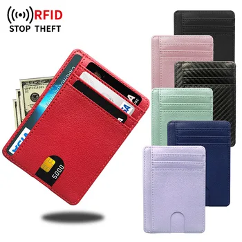 8 Slot Fino RFID Bloqueio de Couro da Carteira de Crédito, Cartão de IDENTIFICAÇÃO do Titular Bolsa de Dinheiro Capa Anti-Roubo, para Homens Mulheres Homens Sacos de Moda