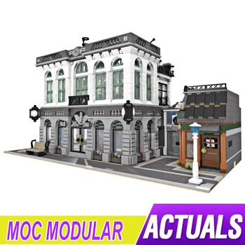 Novo MOC-10811 Banco com Café Compatível 10251 Modular de criação de Tijolos Educativo Brinquedo Quebra-cabeça de Presentes de Aniversário