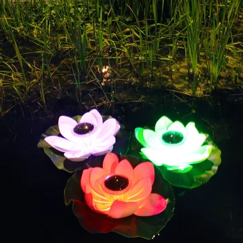 LED à prova d'água Flutuante de Lótus de Luz de Lâmpada Solar Artificial Flor do Lírio Lâmpada da Noite da Lagoa, Piscina, Jardim, Tanque de Peixes de Água Decoração