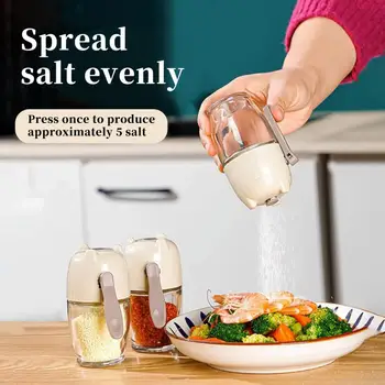 Empurre-O Cristal De Sal Dispensador Com Preciso Controle De Quantidade De Fácil Limpeza Spice Jar Saleiro Para Uso Da Cozinha