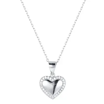 Han Hao S925 Prata de Alta Qualidade Estilo coreano 925S de Prata em forma de Coração de Diamante Pingente de Colar para Mulheres colares