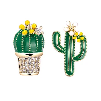 Cactus Orelha Studs Brincos Em Forma De Decoração De Suprimentos Mulheres Decoração De Adorno, Jóia Decorativo Criativo Meninas Assimétrico
