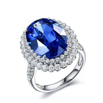 Europeus e Americanos de alto luxo S925 prata temperamento colored gemstone abrir o anel para as mulheres, o anel de noivado de jóias