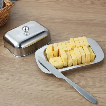 Manteiga Prato com Tampa de Aço Inoxidável BPA Livre para máquina de lavar Loiça de Armazenamento de Caixa para a Manteiga, Bolo de Pão de Casa Restaurante Cozinha do Hotel