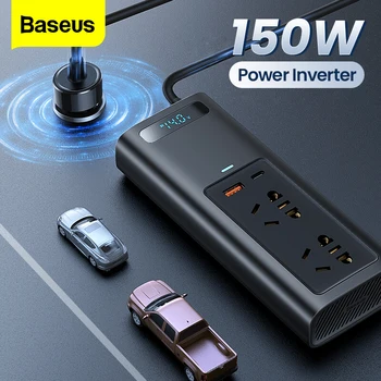 Baseus 150W Carro Inversor de 12V DC para 220V AC Conversor Inversor Display LED UE Sockets USB Tipo C Carregador Adaptador de Alimentação do Inversor
