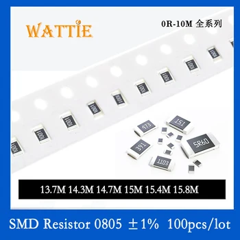 Resistor SMD 0805 1% A 13,7 M de 14,7 14,3 M M 15M DE 15,4 M DE 15,8 M 100PCS/monte chip resistores de 1/10W 2.0 mm*1.2 mm de altura megohm