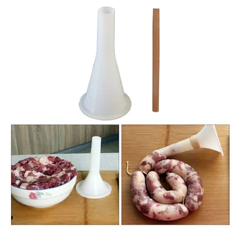 Salsicha Recheada de Enchimento Casa de Ferramentas de Salame Funil Útil Criador de Mão em Plástico de Cozinha Gadget Tubo de Metal Croquetes croquetes