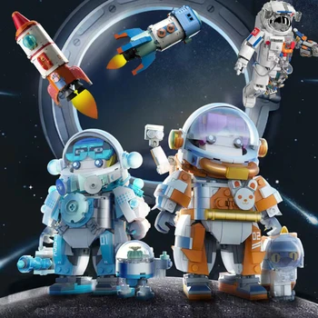 Quebra-cabeça de blocos de construção do Astronauta astronauta decoração sala de estar de adultos alívio do estresse crianças montado brinquedo de presente