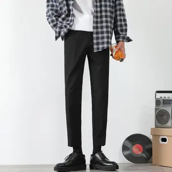 Mens Calças De Coreano Moda Hip Hop Clássico Traje De Calças De 2023 Homens Oversize Respirável Slim Pés Casual Reta Calças Z108