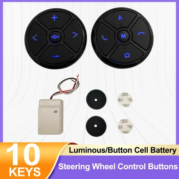10keys de Controlo Remoto do Volante botão interruptor Adaptador sem Fio a bateria do Botão Luminoso versão Para Android auto-Rádio Leitor de