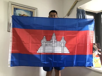 CÉU da BANDEIRA do Camboja Bandeira 90x150cm de poliéster de alta qualidade de suspensão Reino do Camboja KHM Bandeira para a decoração