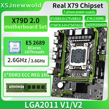 X79D2.0 placa-Mãe com o Kit de E5 2689 Processador E memória DDR3 REG 1*16G=16GB de Memória de dois Canais LGA2011 NVME M. 2 portas SATA 3.0 Xeon Kit