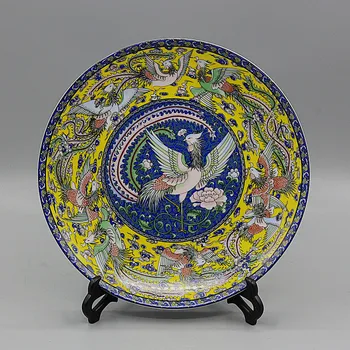 Imitação Qing Qianlong Pastel Jiufeng Prato De Cerâmica Antiga De Porcelana Antigo Antigo Antigo Estilo De Ornamentos Coleção
