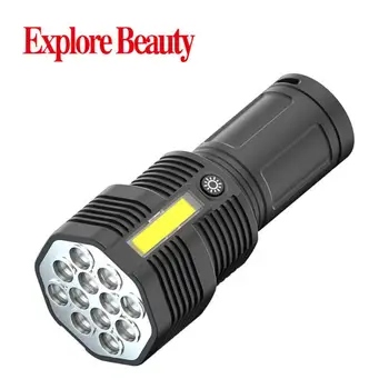 Potente Lanterna LED Tático Tocha Recarregável USB COB Lanterna 4 Modos Waterproof a Lâmpada Ultra Brilhante Lanterna de Campismo