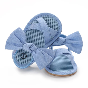 Verão Bebê Recém-nascido Meninas Arco Sandálias Casuais Macio Berço Sapatos de Criança de Bebê Primeiro Walker Anti Derrapante Cros Straip Sapatos 0-18M