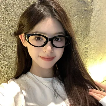 Coreia Oval Preto Óculos de Armação de Mulheres Linda INS Sem Maquiagem Simples Óculos de Homens, Óculos Bonito Decorativos Computador Óculos