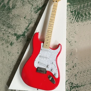 6 Cordas Vermelho da Guitarra Elétrica, com SSS Captadores Maple Braço Personalizável