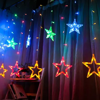 LED Garland Cortina de luzes de Seqüência de caracteres 220V Fada Estrela do Natal luz de Janela Para a Festa de Casamento de Fase ao ar livre Interior, a Decoração Home