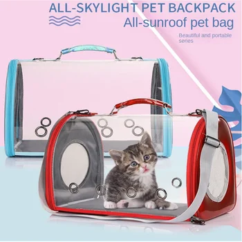 Gato ao ar livre saco respirável animal de estimação saco portátil de grande capacidade de cão saco portátil gato espaço cápsula transparente gato saco