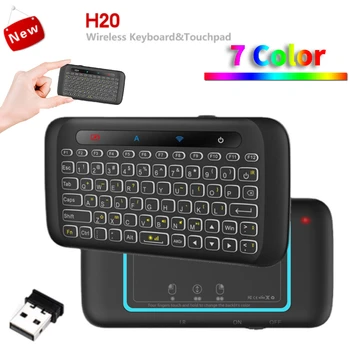 H20 Mini sem Fio de 2,4 Ghz iluminação de fundo do Teclado Touchpad Ar Mouse IR Inclinando-Controle Remoto para Andorid Caixa de Smart TV Windows