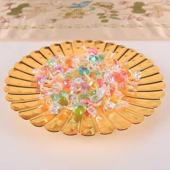 Flores em Forma de Ouro Doces Placa Gravada Festival de 21cm de Metal Salada de Frutas Jantar Bife Tabuleiro de Louça de Casa de Trabalho de Mesa