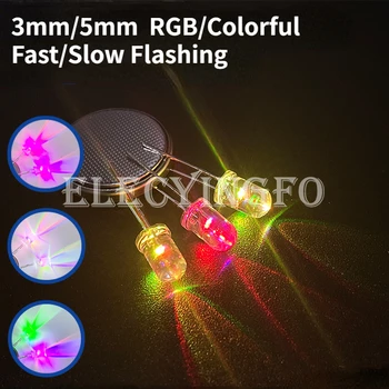 Claro Diodo Emissor de Luz do Bulbo de Lâmpada Round Top RGB rápido/lento piscar de 3mm/5mm Alternando colorido F3/F5 Indicador