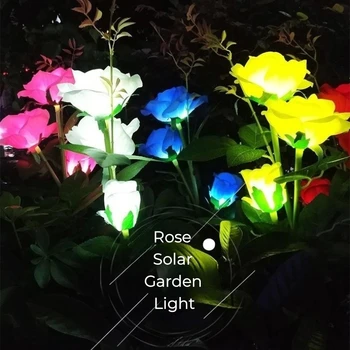 Rosa Flor, Luzes Solares sem Fio ao ar livre Impermeável Jardim Paisagem Sensor de Iluminação para Jardim Quintal Decoração de Luzes
