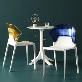 Design Moderno Acrílico Transparente Cadeira De Mobiliário De Quarto De Maquiagem Fezes Casa Encosto Plástico Cadeiras De Jantar Sala De Estar Cadeiras