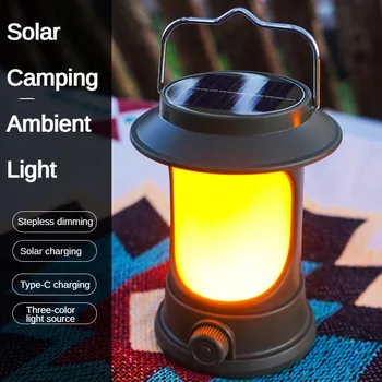 Solar Recarregável Lanterna Acampando Portátil De Luz Ambiente De Três Dimmable Ao Ar Livre Impermeável Tenda Da Lâmpada Interior, A Luz Da Noite