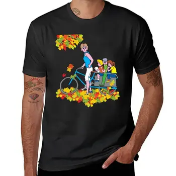 Nova Mãe com 3 filhos na bicicleta de carga T-Shirt de tamanho mais tops pesado t-shirts t-shirts para os homens