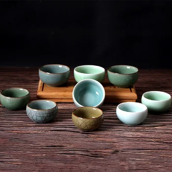 Celadon de chá, Kung Fu xícara de chá de cerâmica, roxo areia Ru forno pequena tigela de chá, porcelana xícara de chá abaixo 200mL