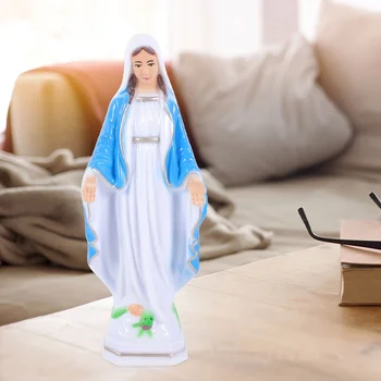 Plástico Virgem Maria Escultura Pequena Mini Estátua De Madonna Catolicismo Ornamento De Trabalho De Adorno