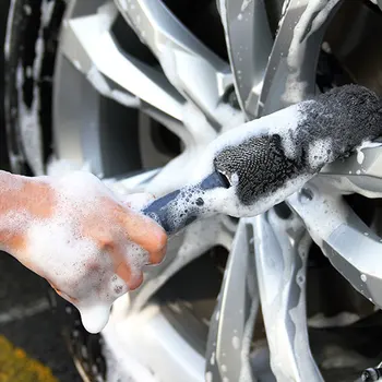 Lavagem de carro Portátil Microfibra Pneu Roda Aro Escova de Roda de Carro da Limpeza da Lavagem de Carro com cabo de Plástico Auto de Lavar roupa Aspirador de Ferramentas